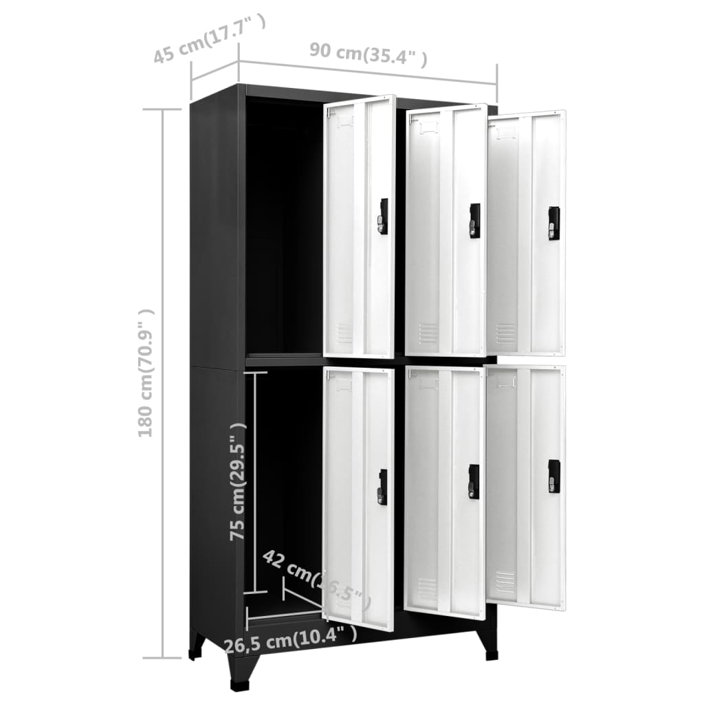 vidaXL Locker Cabinet Anthracite and White 90x45x180 cm Steel