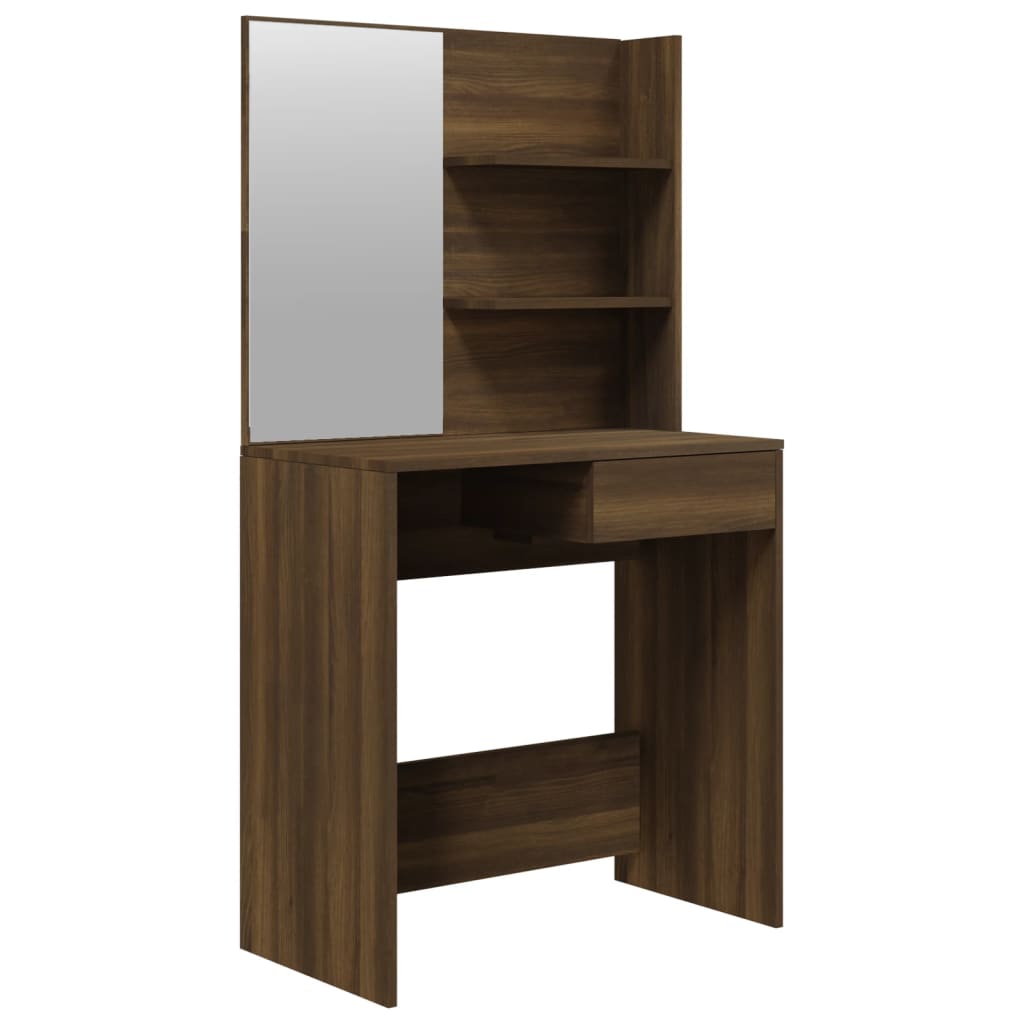 vidaXL Dressing Table with Mirror Brown Oak 74.5x40x141 cm