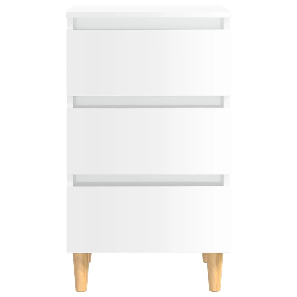 vidaXL Bed Cabinets & Wood Legs 2 pcs High Gloss White 40x35x69cm