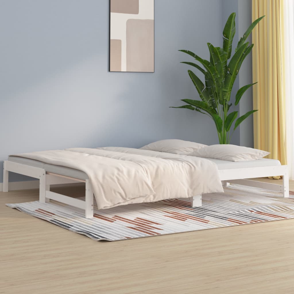 vidaXL Pull-out Day Bed White 2x(80x200) cm Solid Wood Pine