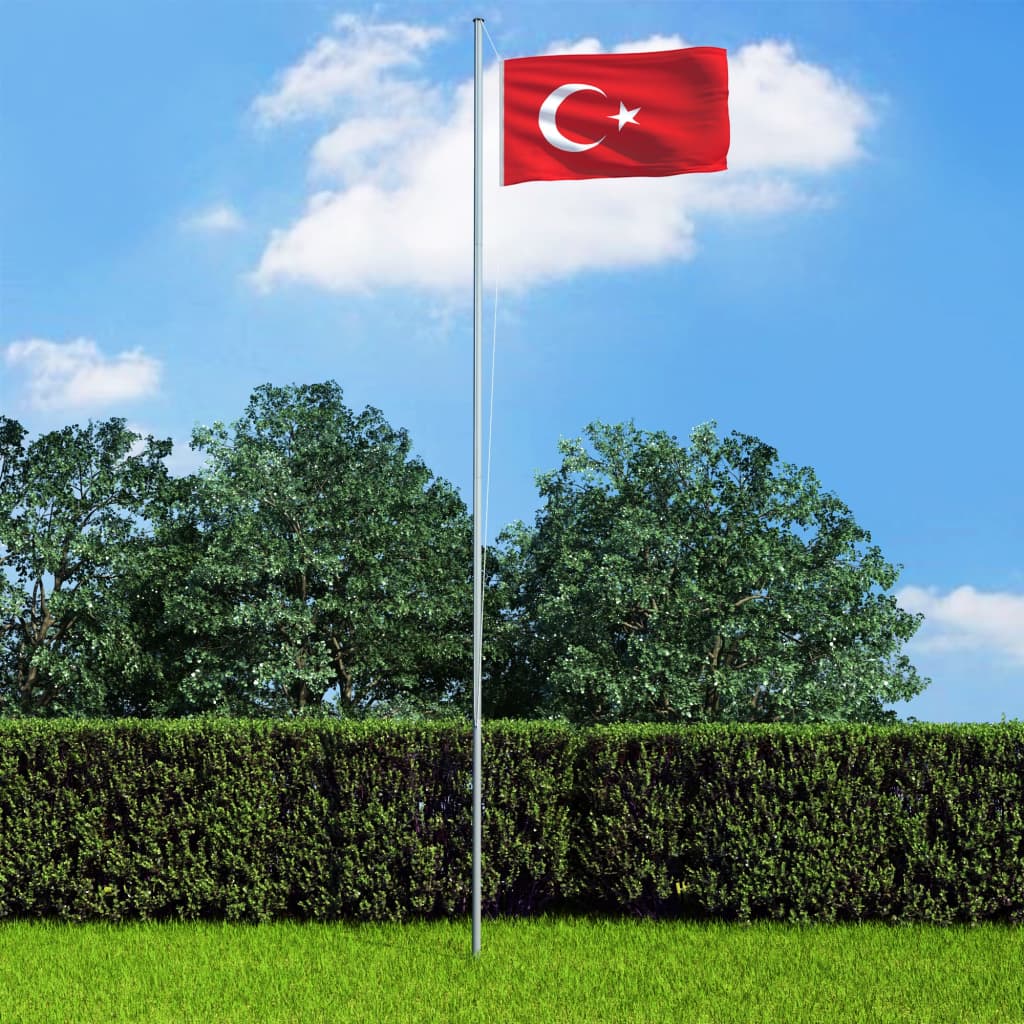 vidaXL Turkey Flag and Pole Aluminium 6.2 m