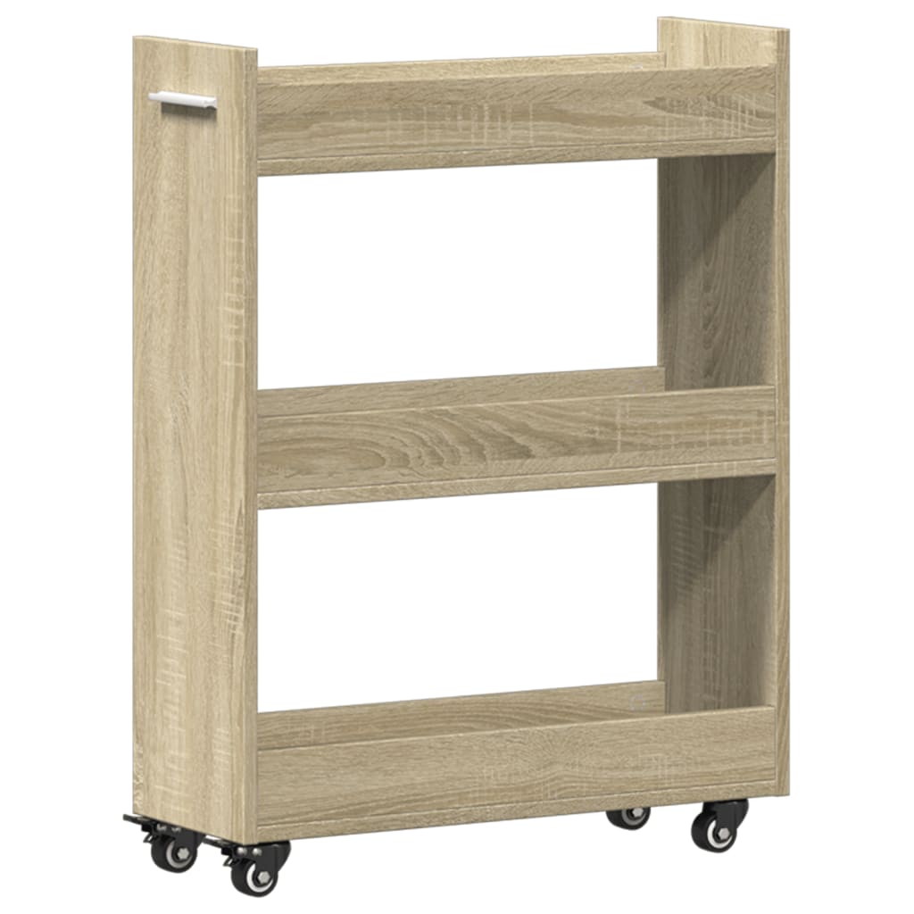 vidaXL Cabinet with Wheels Sonoma Oak 60x22x79 cm Engineered Wood