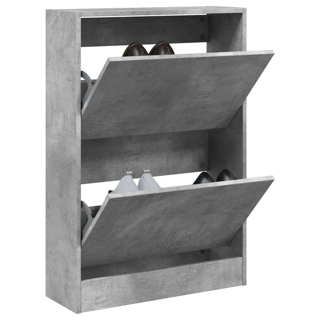 vidaXL Shoe Cabinet Concrete Grey 60x21x87.5 cm Engineered Wood