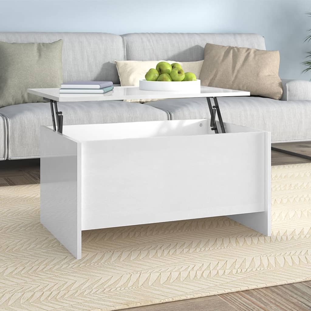 vidaXL Coffee Table High Gloss White 80x55.5x41.5 cm Engineered Wood