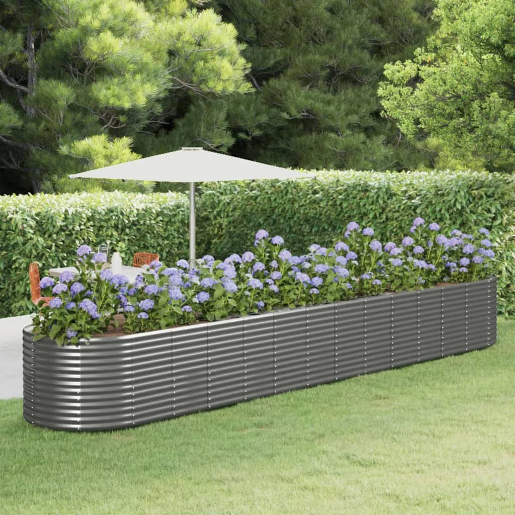 vidaXL Garden Raised Bed Grey 554x100x68 cm Powder-coated Steel