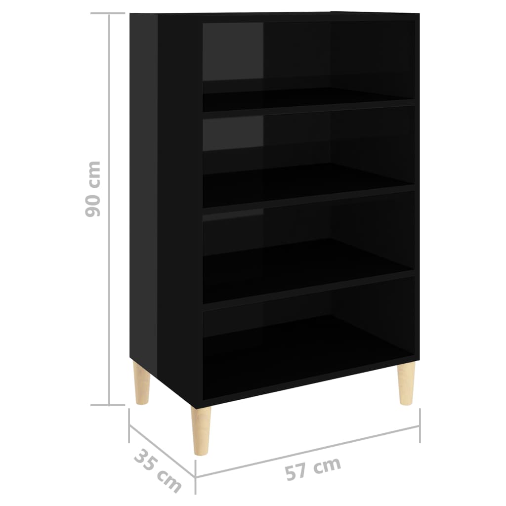vidaXL Sideboard High Gloss Black 57x35x90 cm Engineered Wood