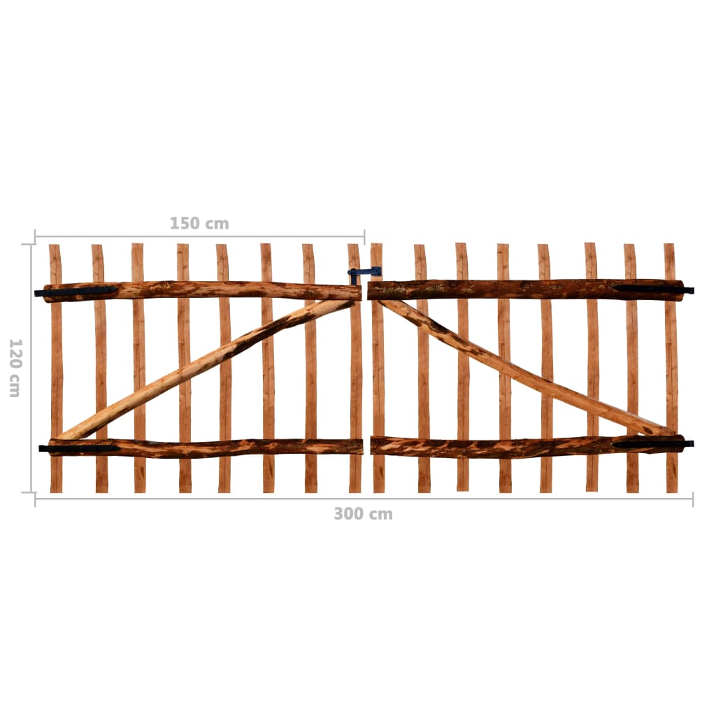 vidaXL Double Fence Gate Impregnated Hazel Wood 300x120 cm