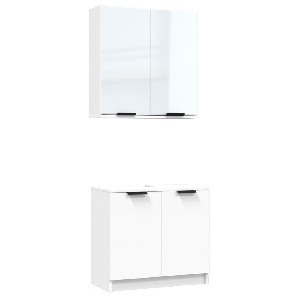 vidaXL 2 Piece Bathroom Cabinet Set White Engineered Wood