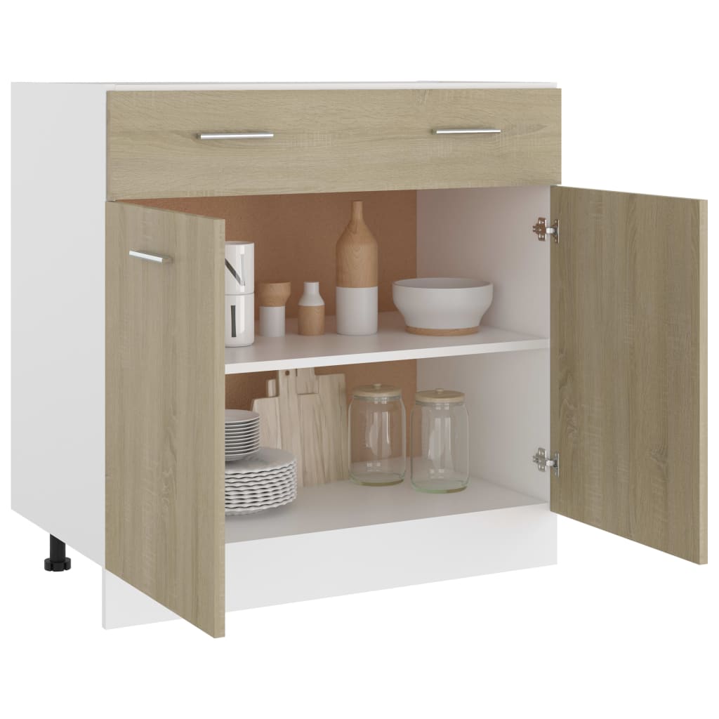 vidaXL Drawer Bottom Cabinet Sonoma Oak 80x46x81.5 cm Engineered Wood
