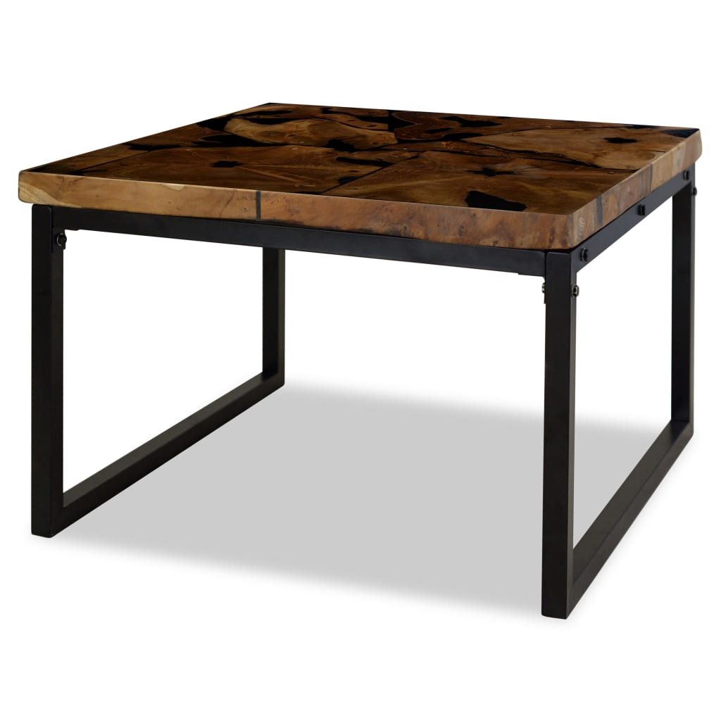 vidaXL Coffee Table Teak Resin 60x60x40 cm Black and Brown