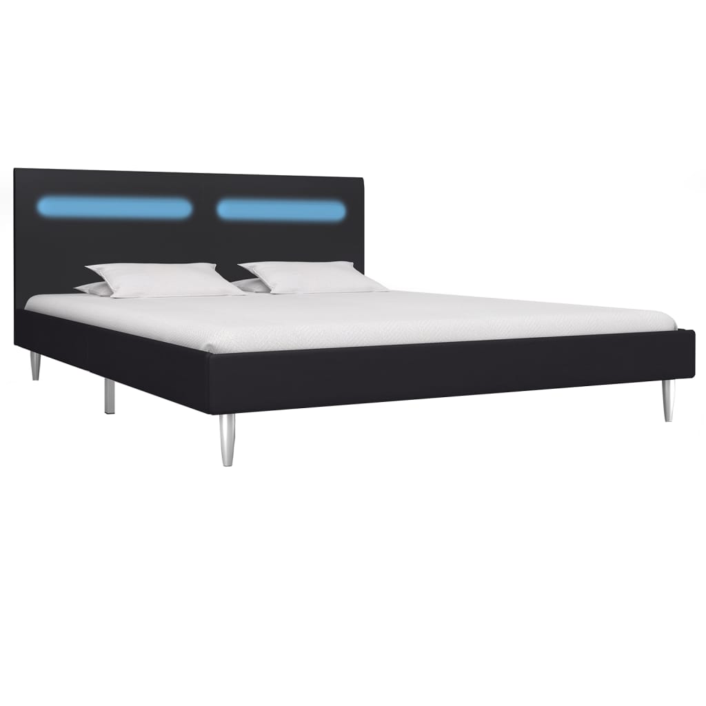 vidaXL Bed Frame with LED Black Fabric 180x200 cm Super King