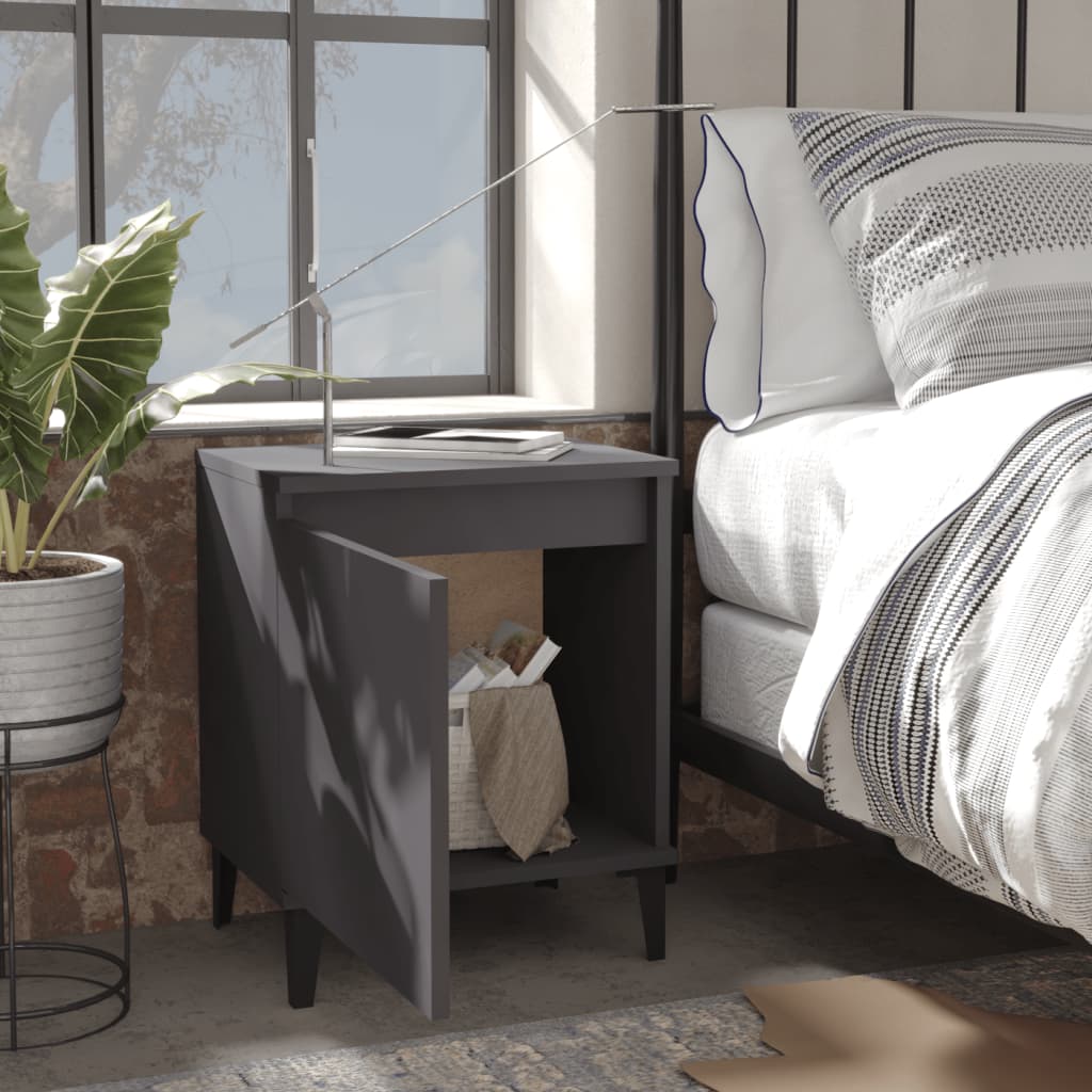 vidaXL Bed Cabinets with Metal Legs Grey 40x30x50 cm
