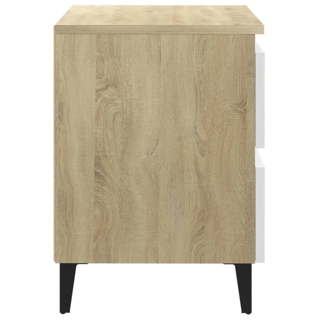 vidaXL Bed Cabinet White and Sonoma Oak 40x35x50 cm Chipboard