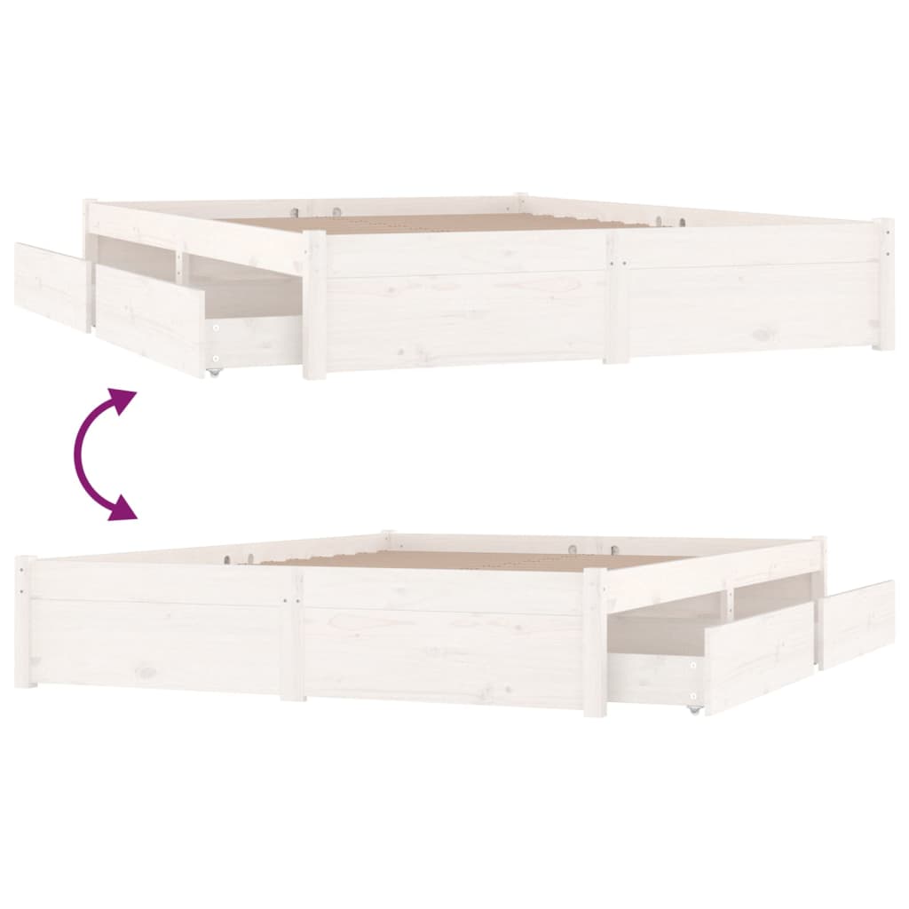 vidaXL Bed Frame with Drawers White 140x200 cm