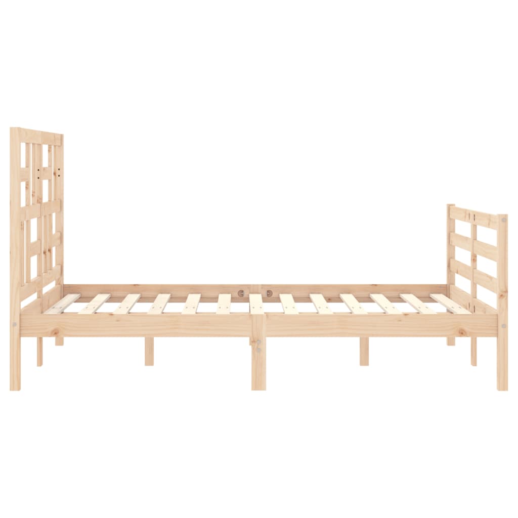 vidaXL Bed Frame with Headboard Double Solid Wood