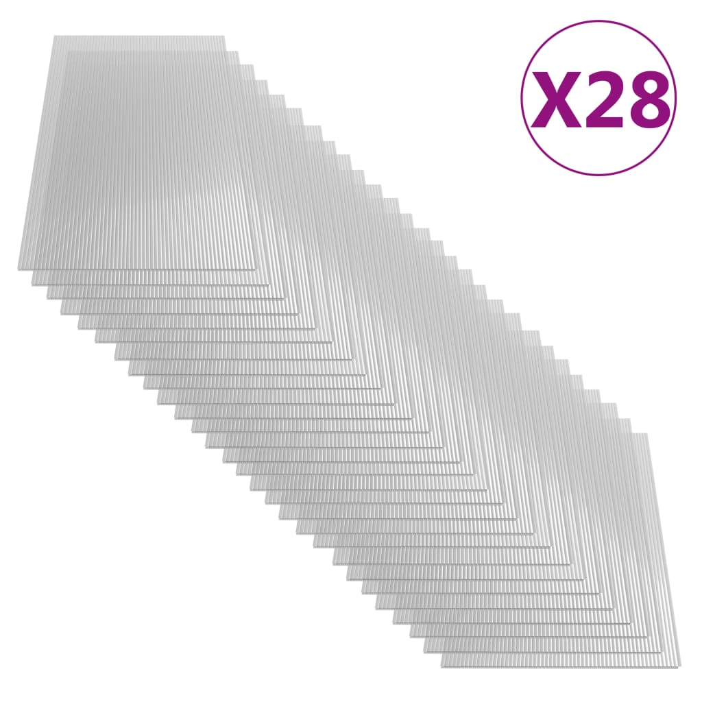 vidaXL Polycarbonate Sheets 28 pcs 4 mm 121x60 cm