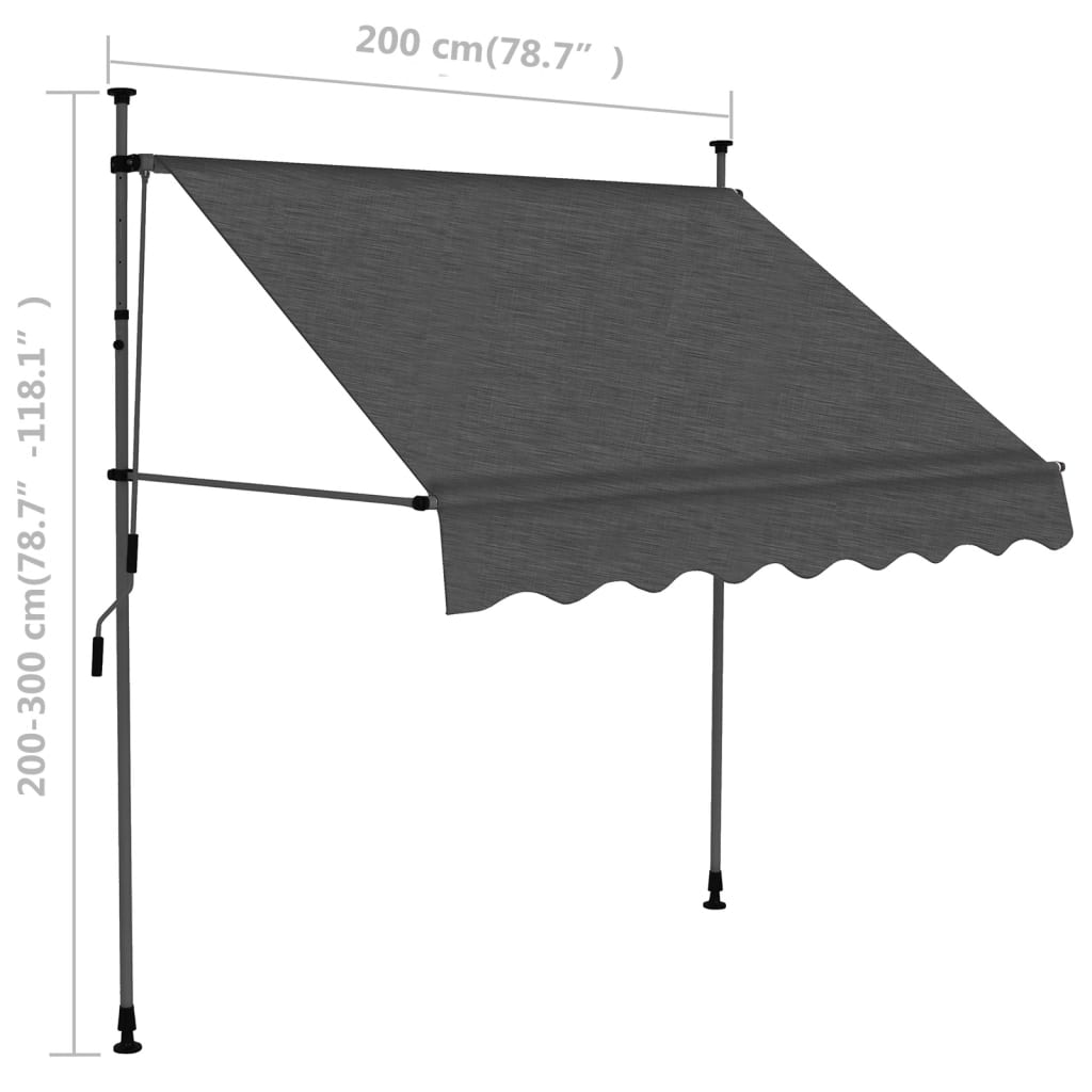 vidaXL Manual Retractable Awning with LED 200 cm Anthracite