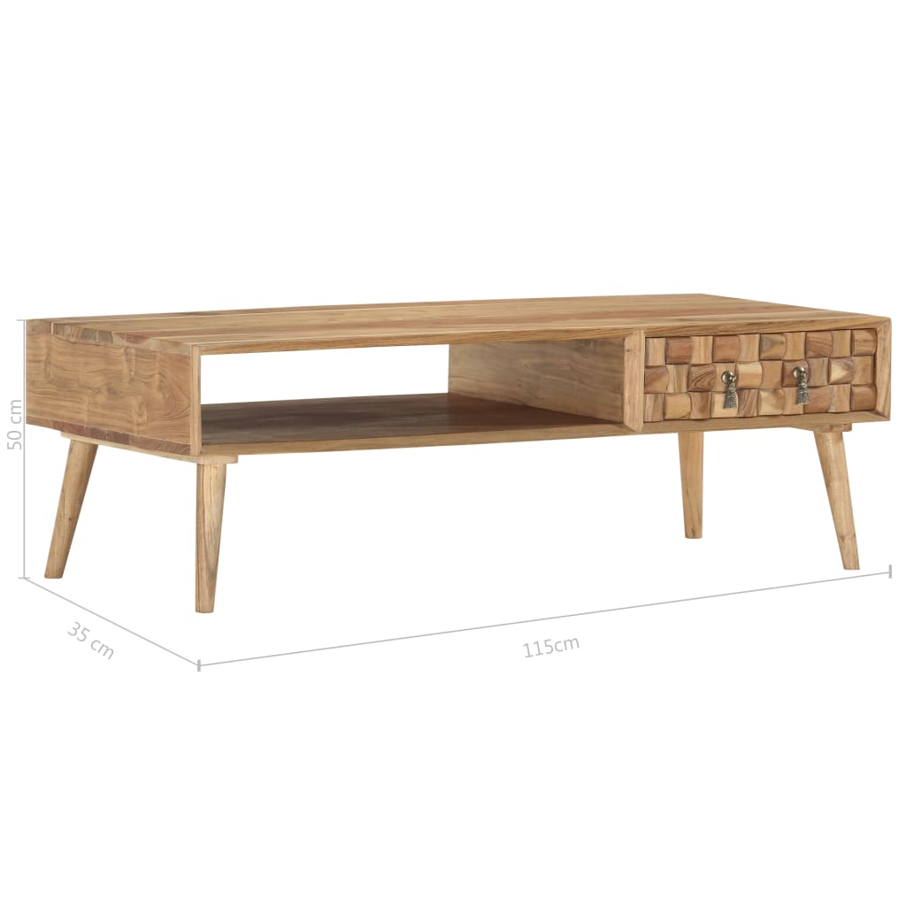 vidaXL Coffee Table 110x50x35 cm Solid Acacia Wood