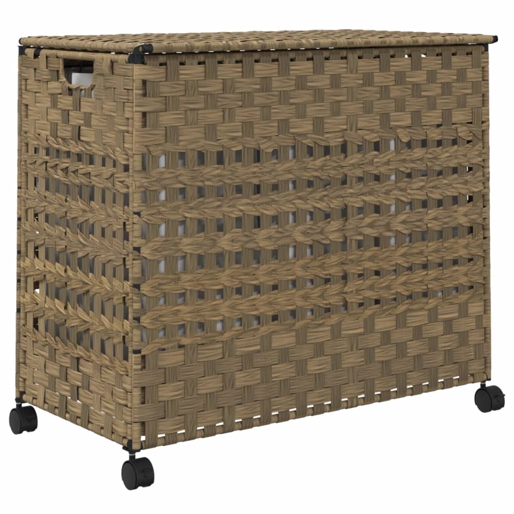 vidaXL Laundry Basket with Wheels 66x35x60 cm Rattan