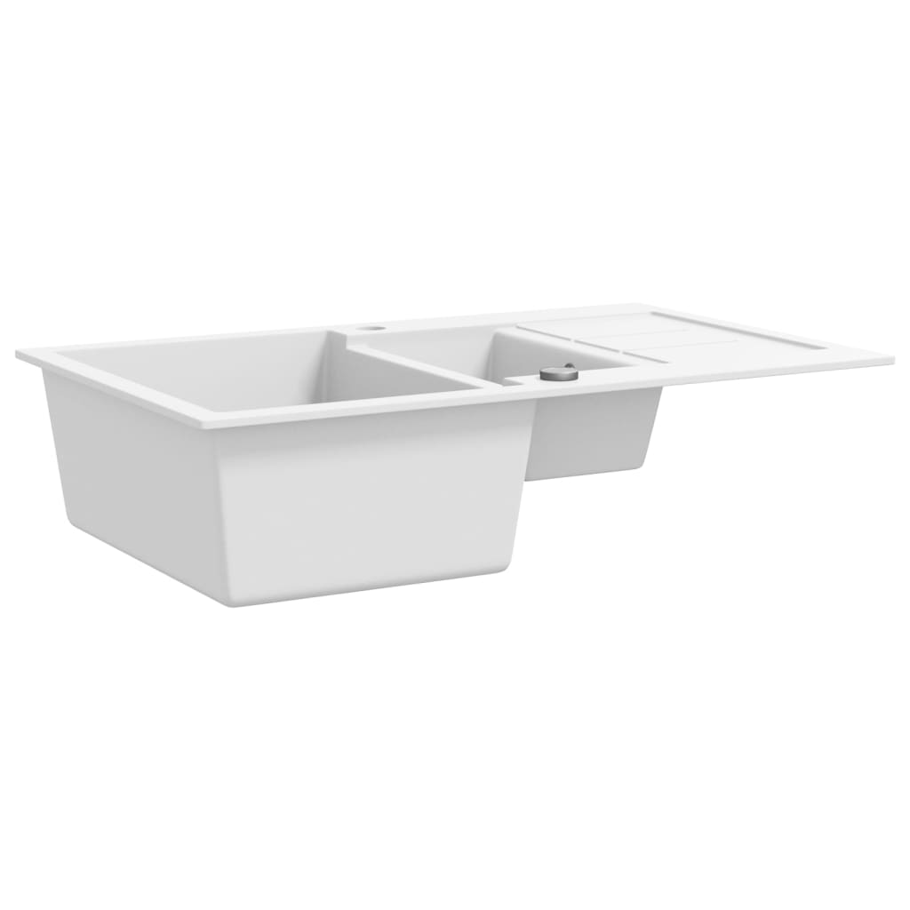 vidaXL Granite Kitchen Sink Double Basins White