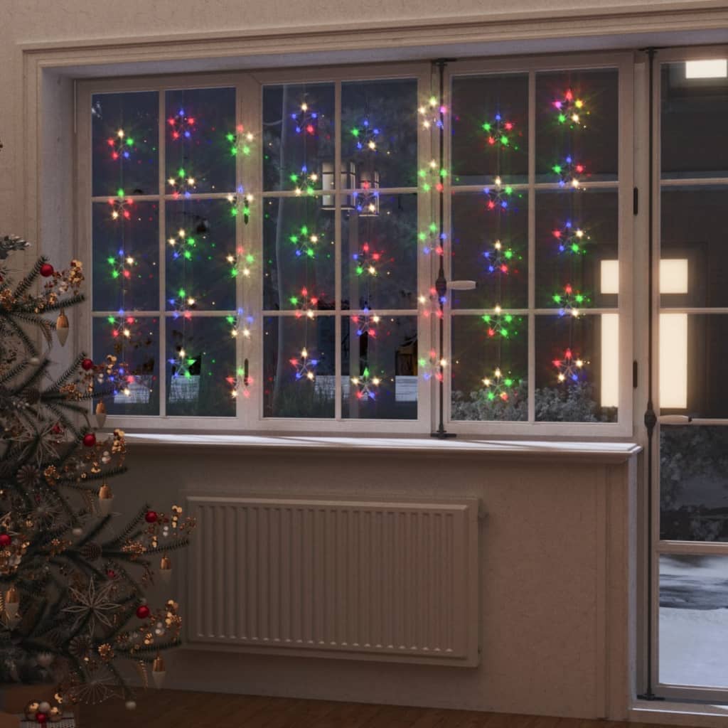 vidaXL LED Star Curtain Fairy Lights 200 LED Colourful 8 Function