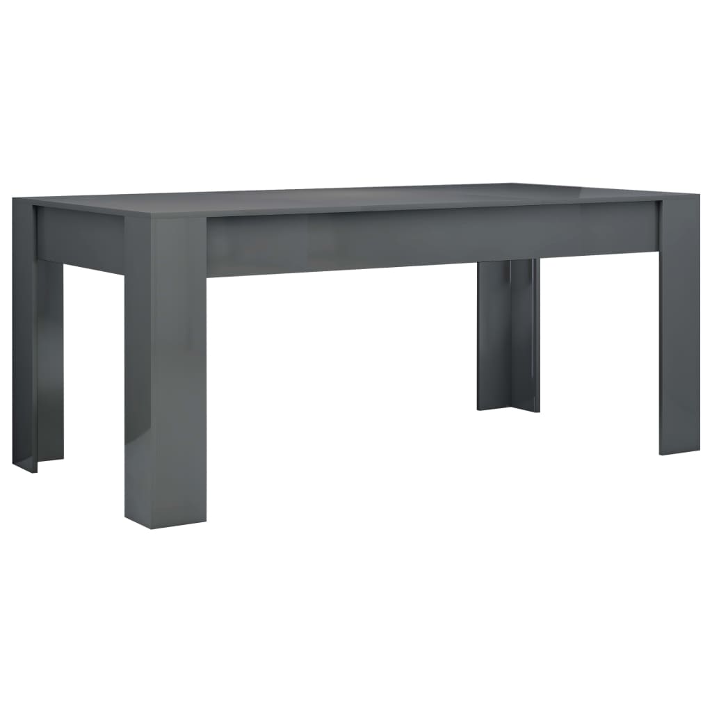 vidaXL Dining Table High Gloss Grey 180x90x76 cm Engineered Wood