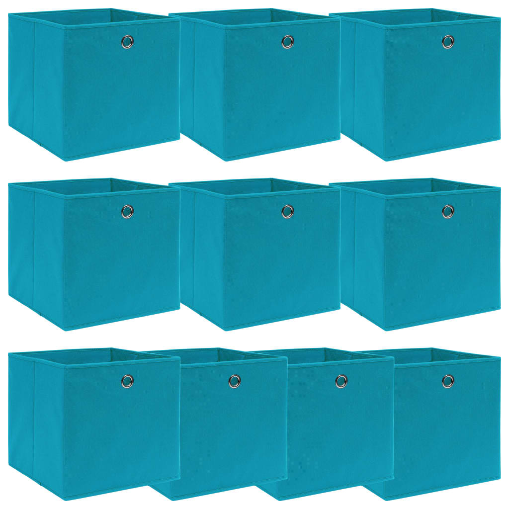 vidaXL Storage Boxes 10 pcs Baby Blue 32x32x32 cm Fabric