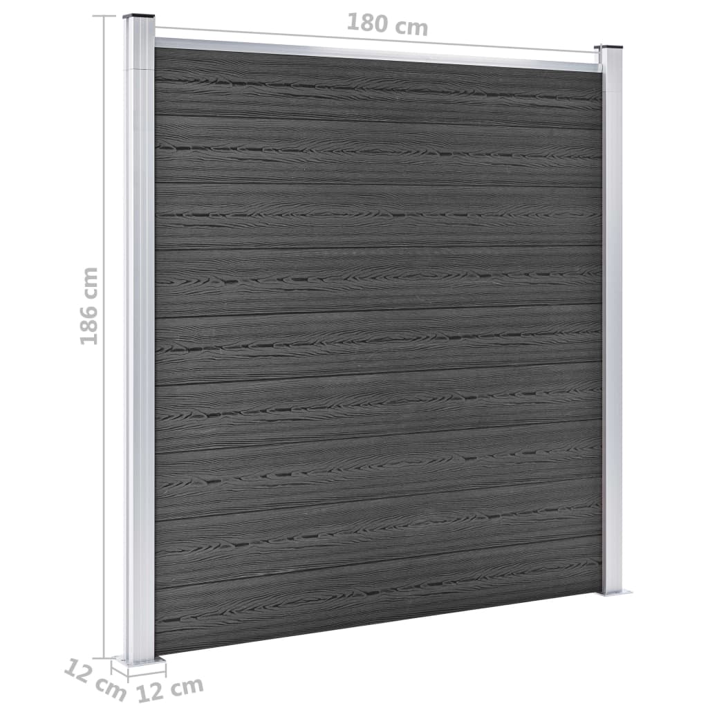 vidaXL Fence Panel Set WPC 1045x186 cm Black