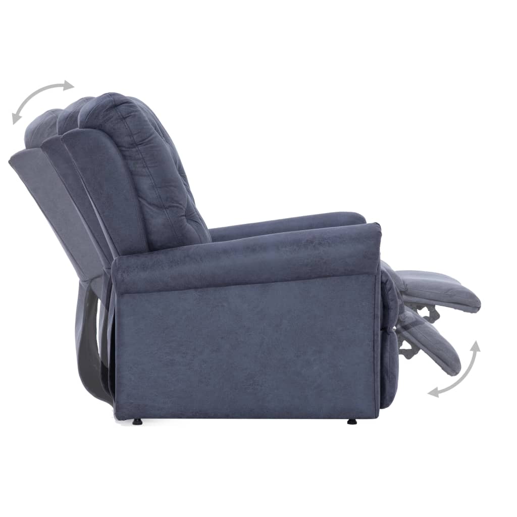 vidaXL Reclining Chair Grey Faux Suede Leather