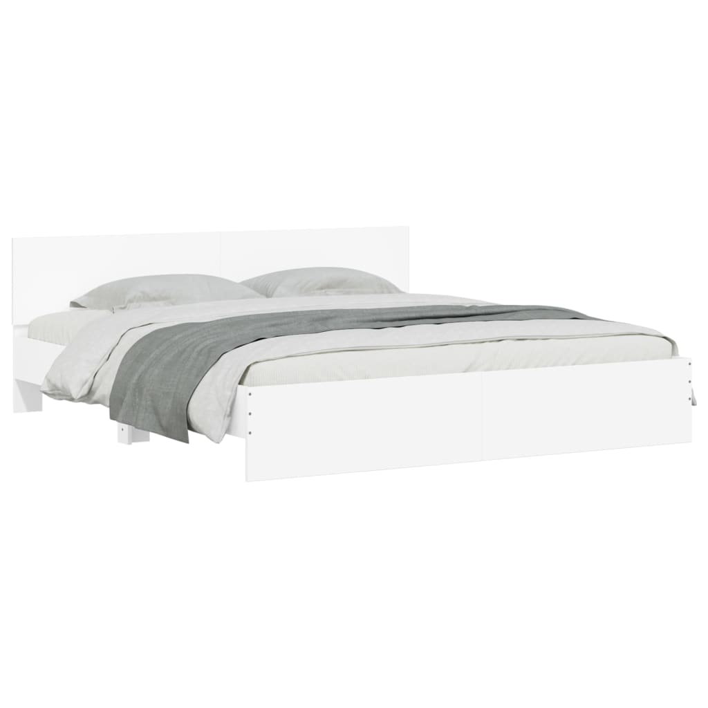vidaXL Bed Frame with Headboard White 160x200 cm