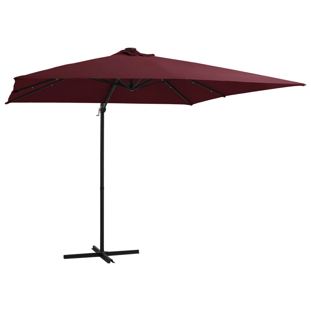 vidaXL Cantilever Umbrella with LED lights Bordeaux Red 250x250 cm