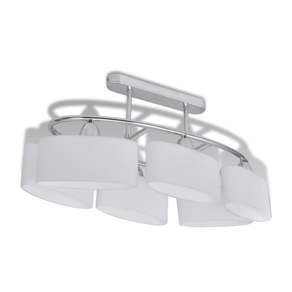 Ceiling Lamp with Ellipsoid Glass Shades for 6 E14 Bulbs