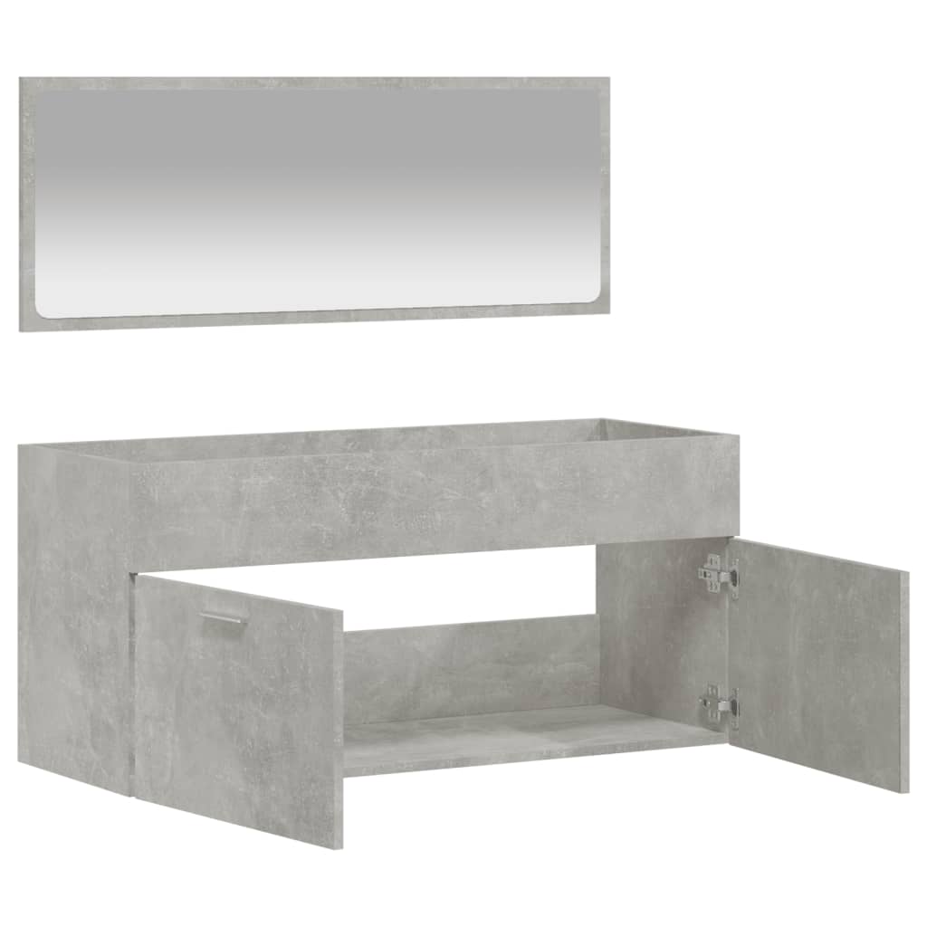 vidaXL Bathroom Cabinet with Mirror Concrete Grey Engineered Wood
