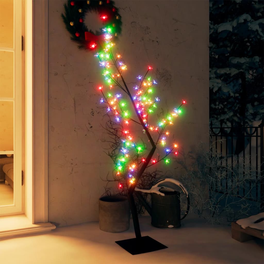 vidaXL Christmas Tree 128 LEDs Colourful Light Cherry Blossom 120 cm