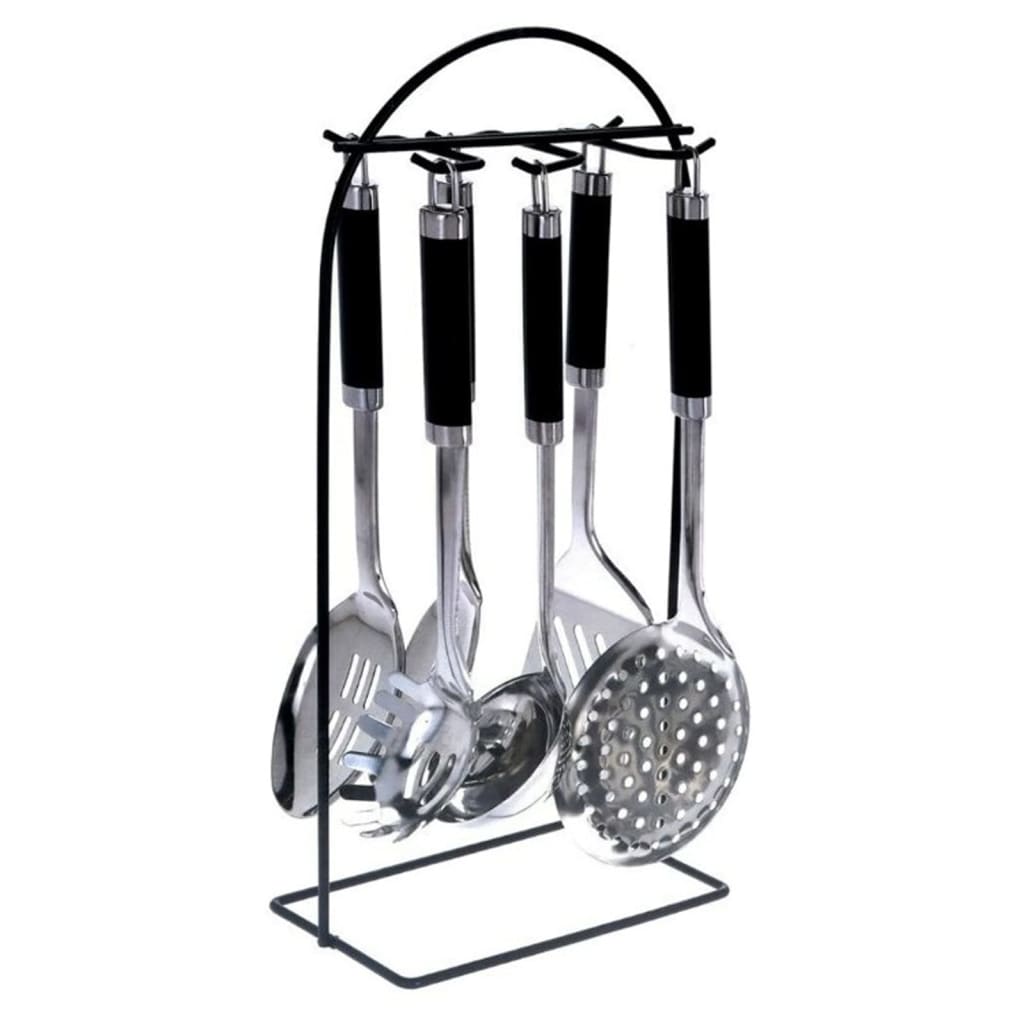 Excellent Houseware 7 Piece Kitchen Tools Set With Rack Stainless Steel