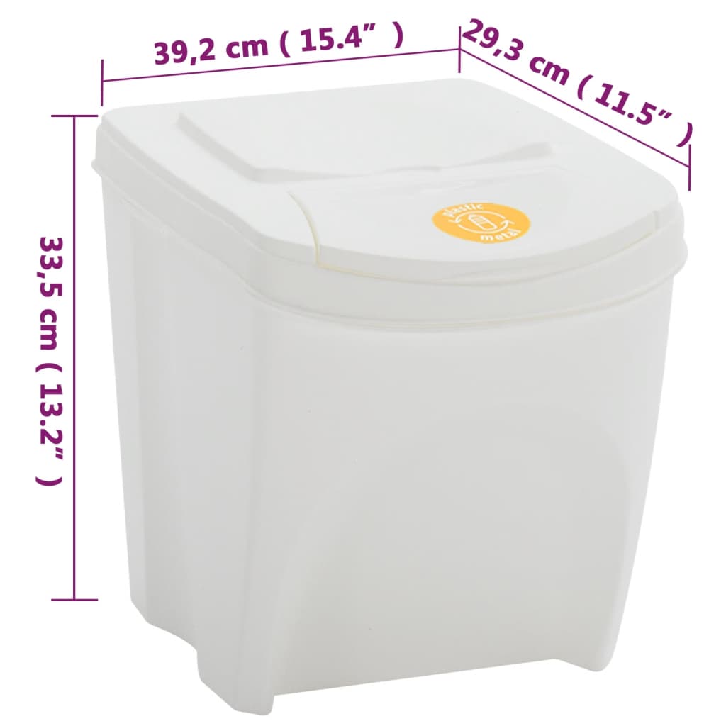 vidaXL Stackable Garbage Bin Boxes 4 pcs White 100 L Polypropylene
