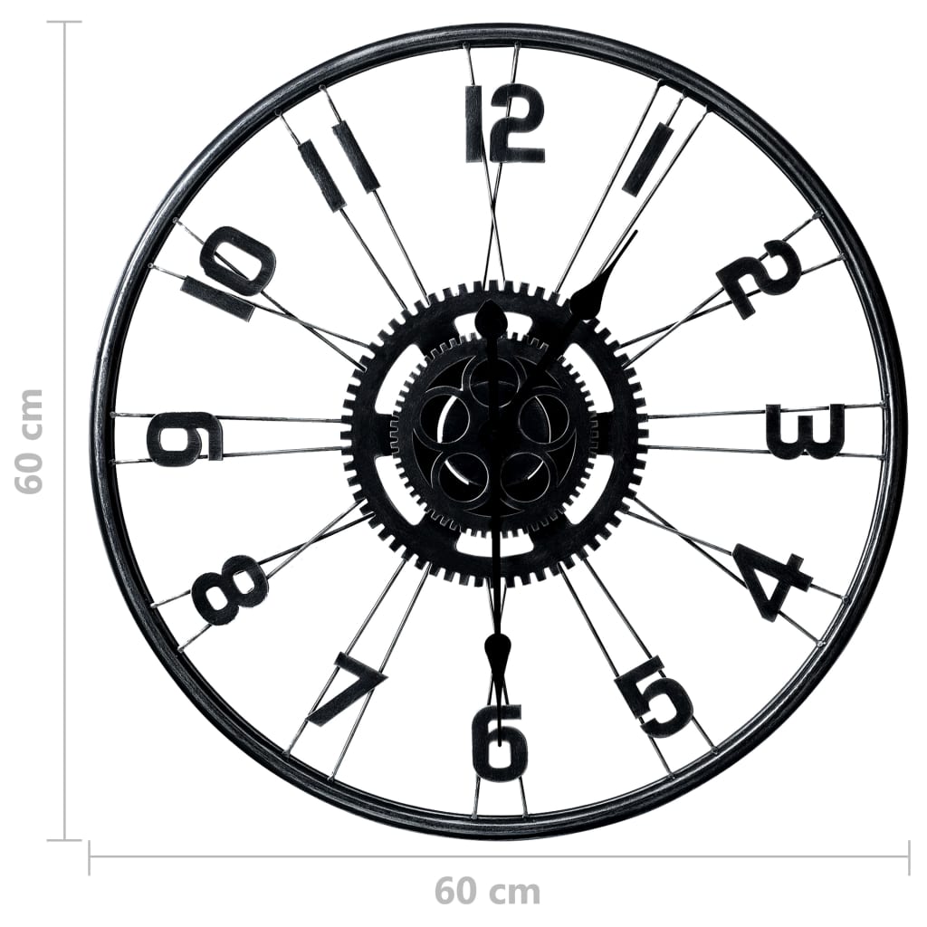 vidaXL Wall Clock Black 60 cm Metal