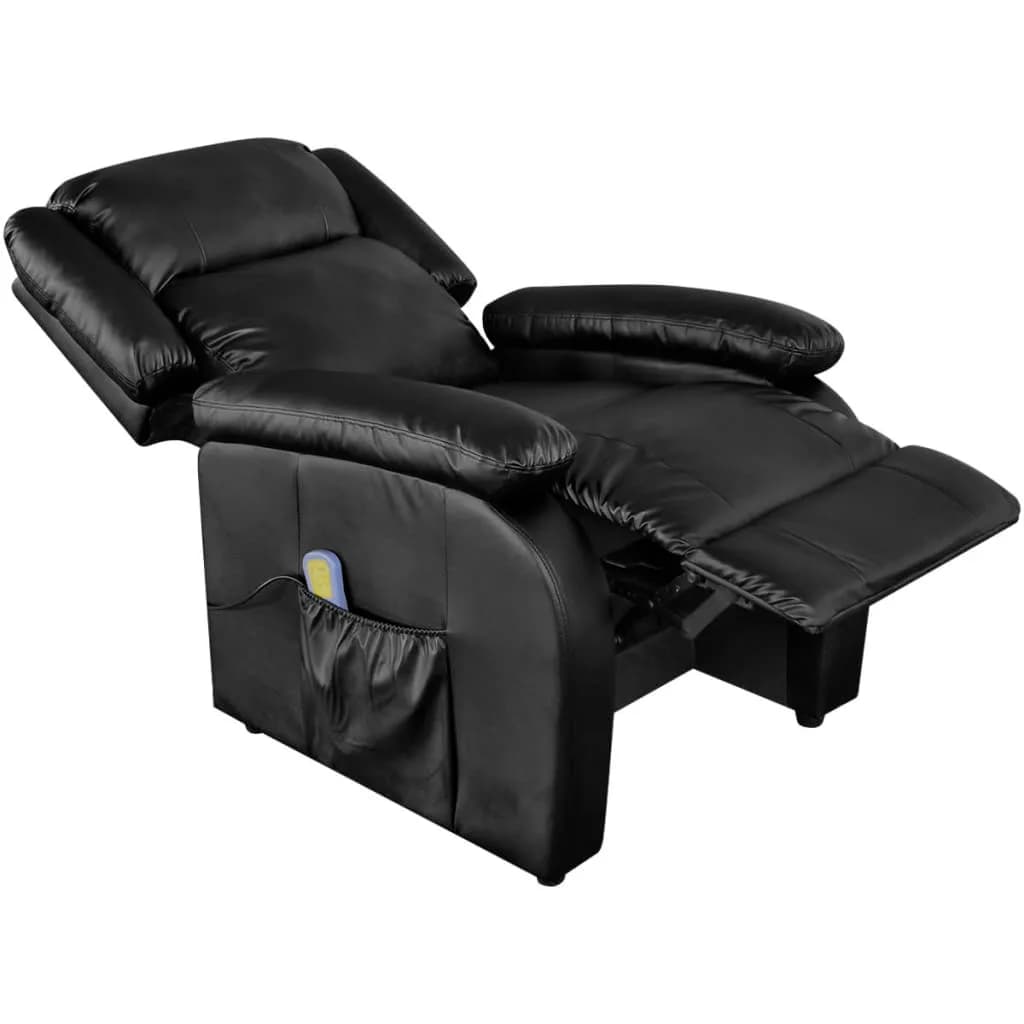 vidaXL Wing Back Electric Massage Chair Black Faux Leather