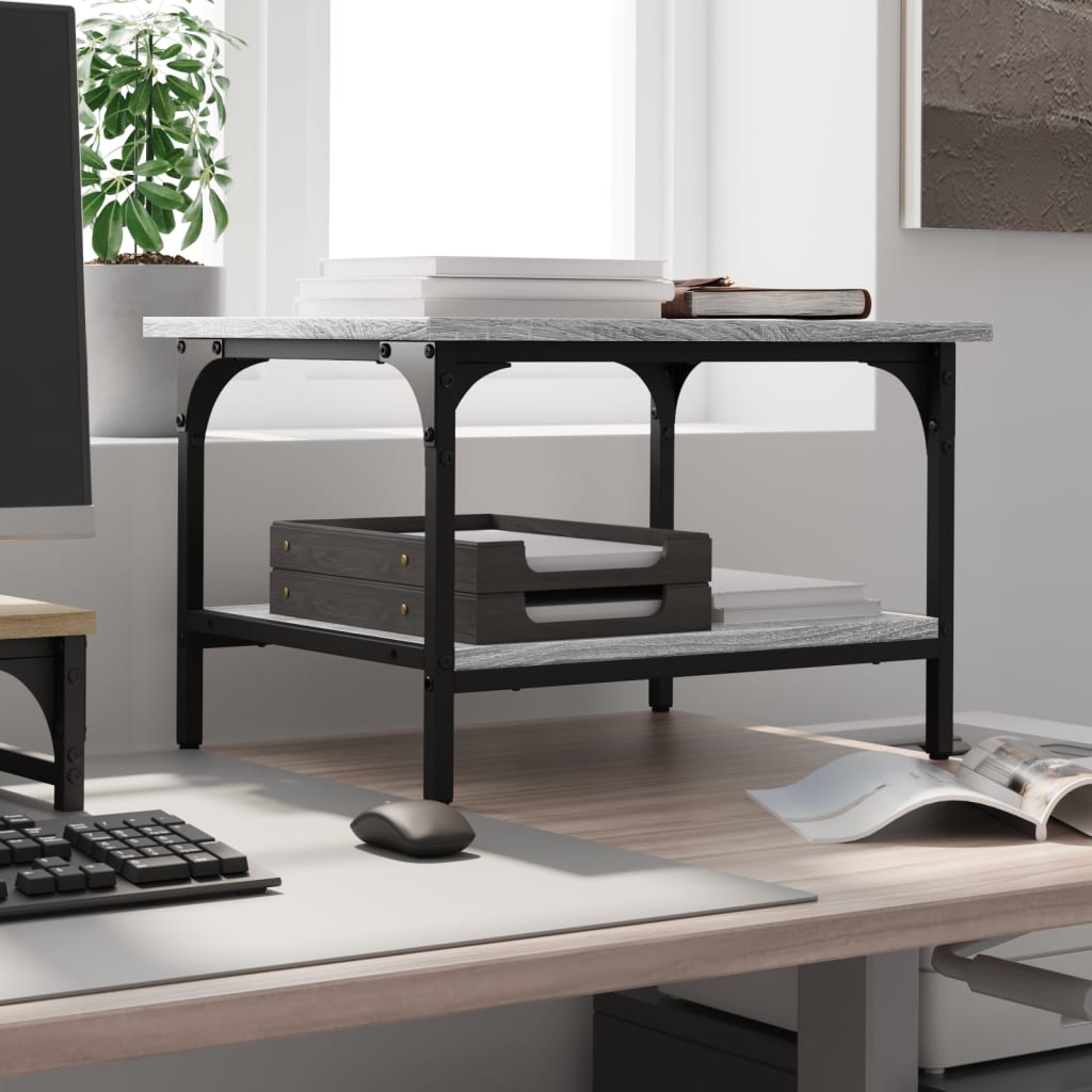 vidaXL Printer Stand 2-Tier Grey Sonoma 50x40x38 cm Engineered Wood