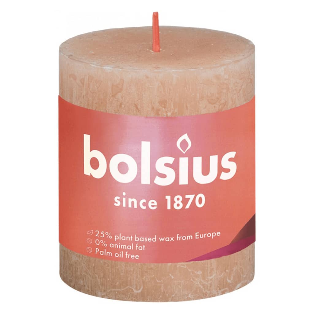 Bolsius Rustic Pillar Candles Shine 4 pcs 80x68 mm Misty Pink