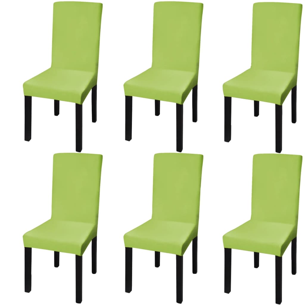 vidaXL Straight Stretchable Chair Cover 6 pcs Green