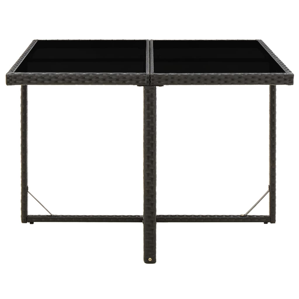 vidaXL Garden Table Black 109x107x74 cm Poly Rattan and Glass
