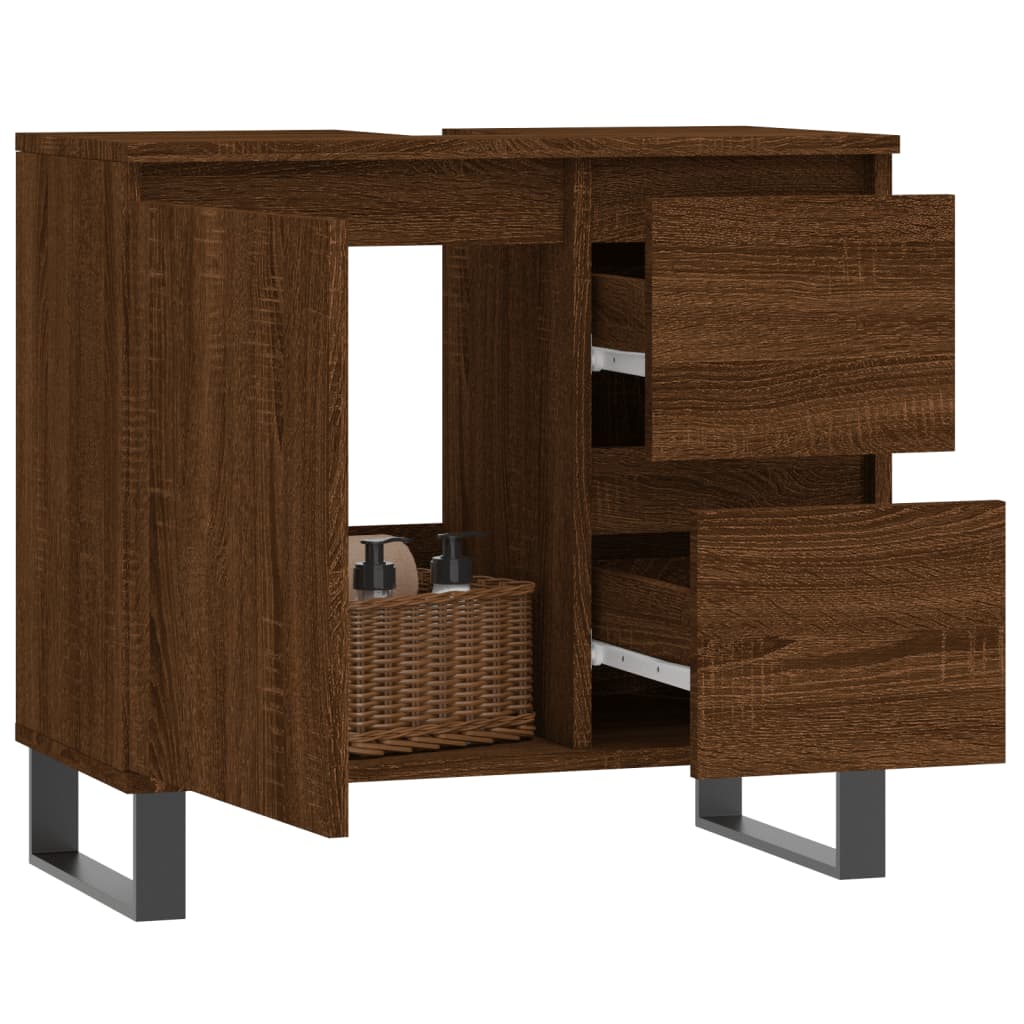 vidaXL Bathroom Cabinet Brown Oak 65x33x60 cm Engineered Wood
