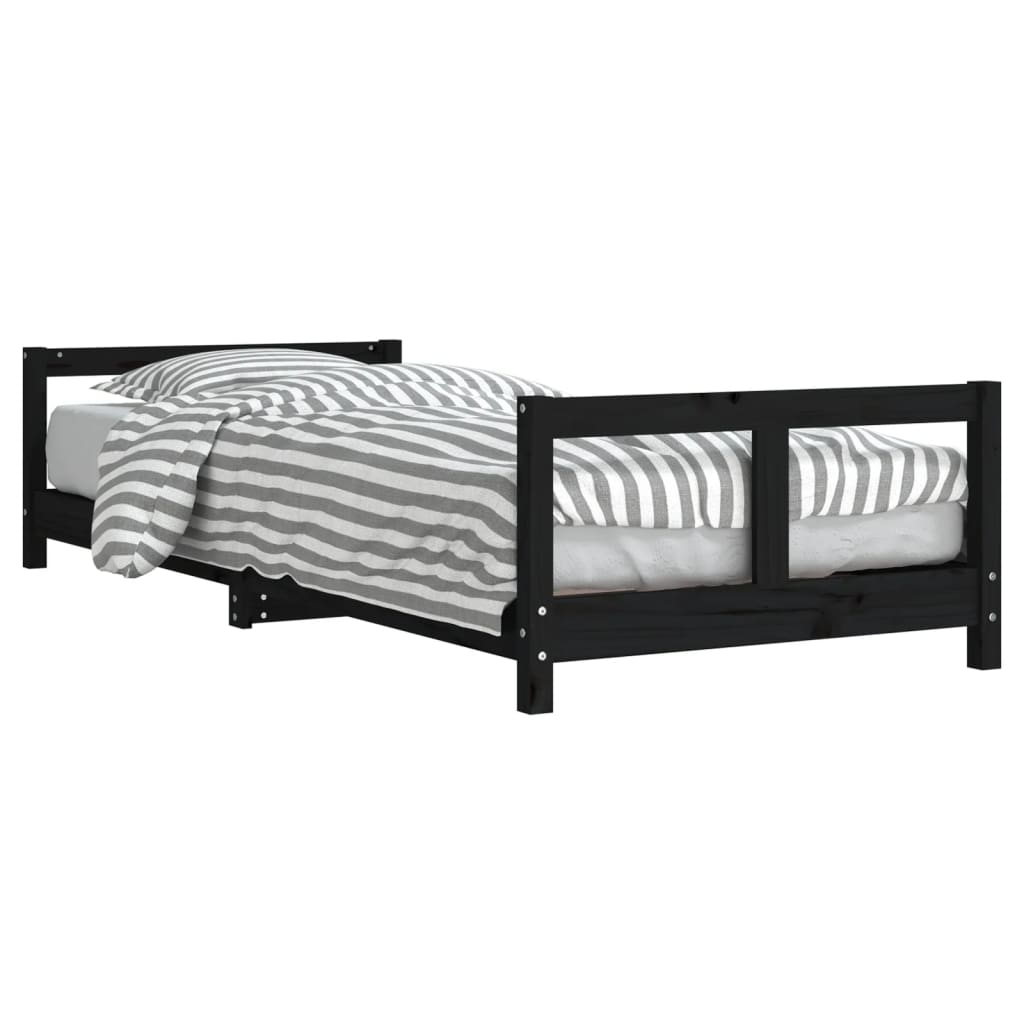 vidaXL Kids Bed Frame Black 80x200 cm Solid Wood Pine
