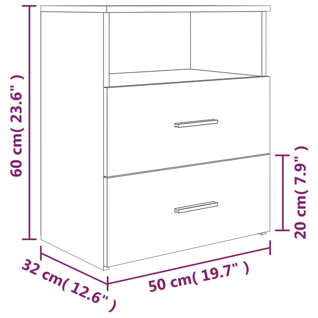 vidaXL Bed Cabinet Smoked Oak 50x32x60 cm