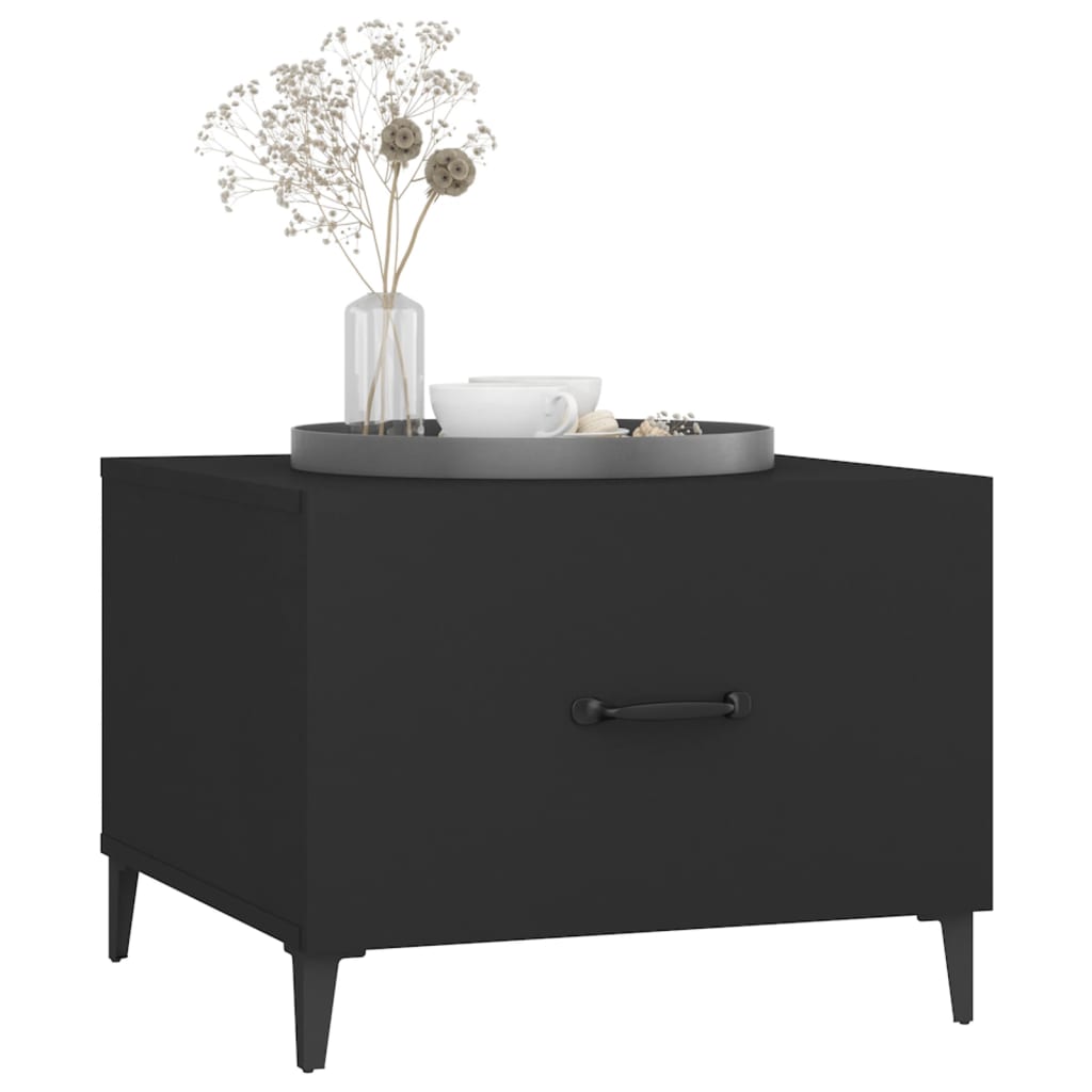vidaXL Coffee Table with Metal Legs Black 50x50x40 cm