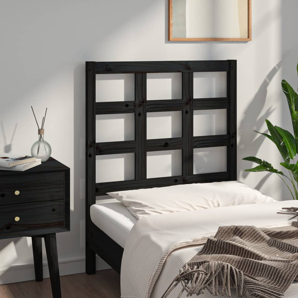vidaXL Bed Headboard Black 80.5x4x100 cm Solid Wood Pine