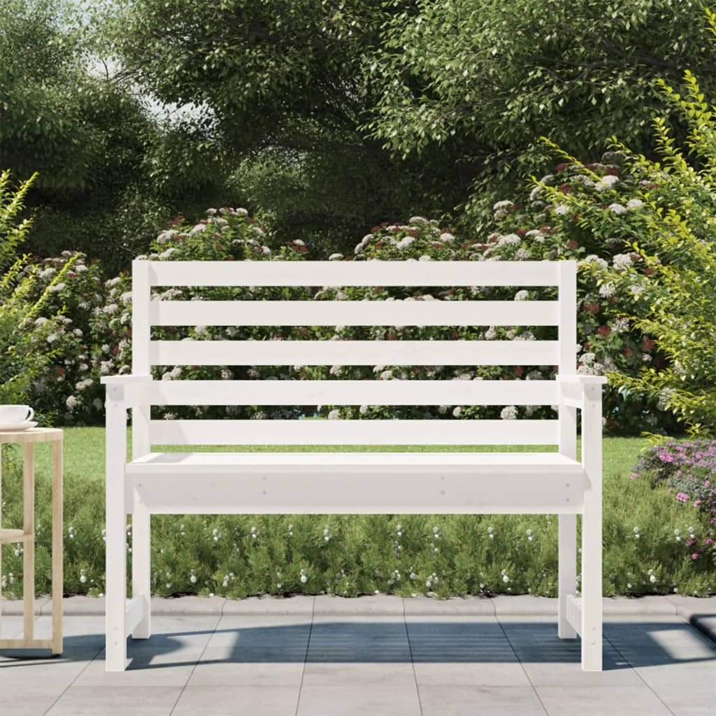 vidaXL Garden Bench White 109x48x91.5 cm Solid Wood Pine