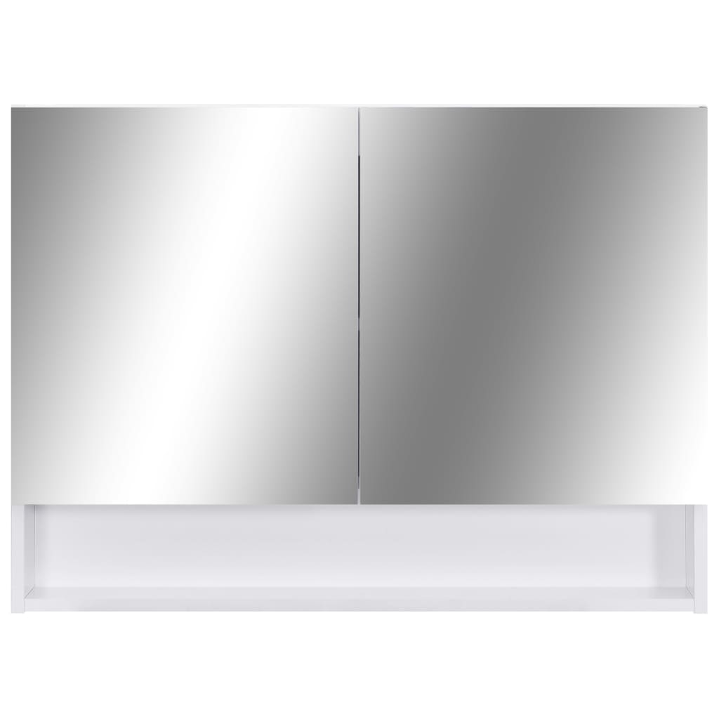 vidaXL LED Bathroom Mirror Cabinet White 80x15x60 cm MDF | vidaXL.ie