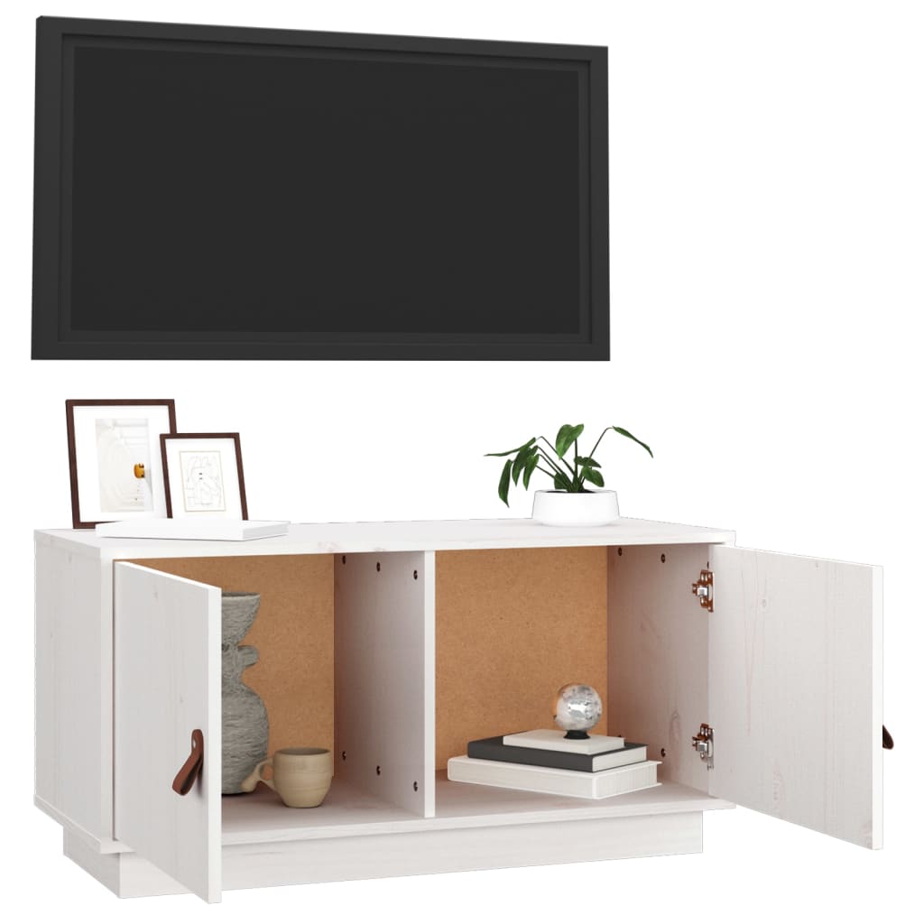 vidaXL TV Cabinet White 80x34x40 cm Solid Wood Pine